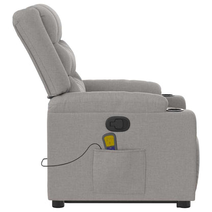 vidaXL Massagesessel mit Aufstehhilfe Wolkengrau Stoff