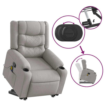 vidaXL Massagesessel mit Aufstehhilfe Wolkengrau Stoff