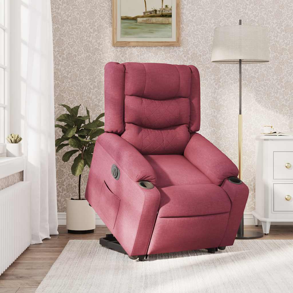 vidaXL Fauteuil releveur électrique rouge bordeaux en tissu