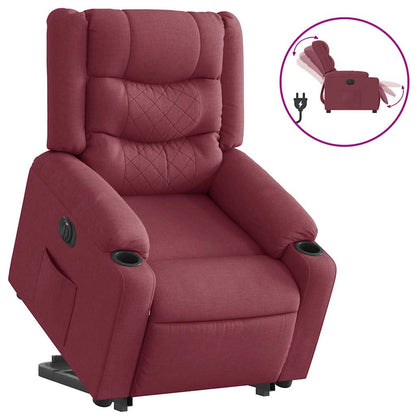 vidaXL Fauteuil releveur électrique rouge bordeaux en tissu