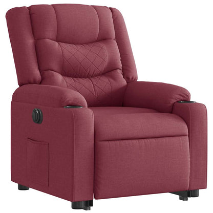 vidaXL Fauteuil releveur électrique rouge bordeaux en tissu