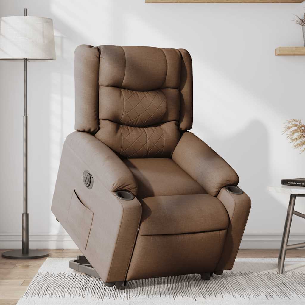 vidaXL Relaxsessel mit Aufstehhilfe Elektrisch Braun Stoff