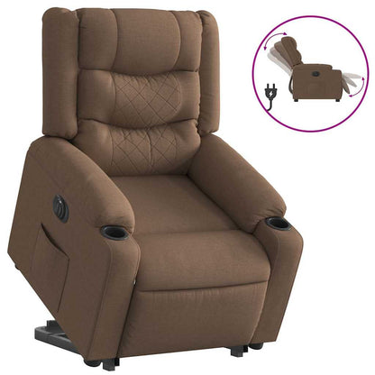vidaXL Relaxsessel mit Aufstehhilfe Elektrisch Braun Stoff