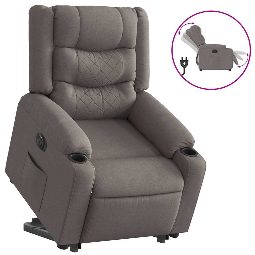 vidaXL Relaxsessel mit Aufstehhilfe Elektrisch Taupe Stoff