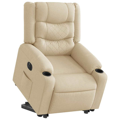 vidaXL Fauteuil de relaxation électrique crème en tissu avec fonction releveur