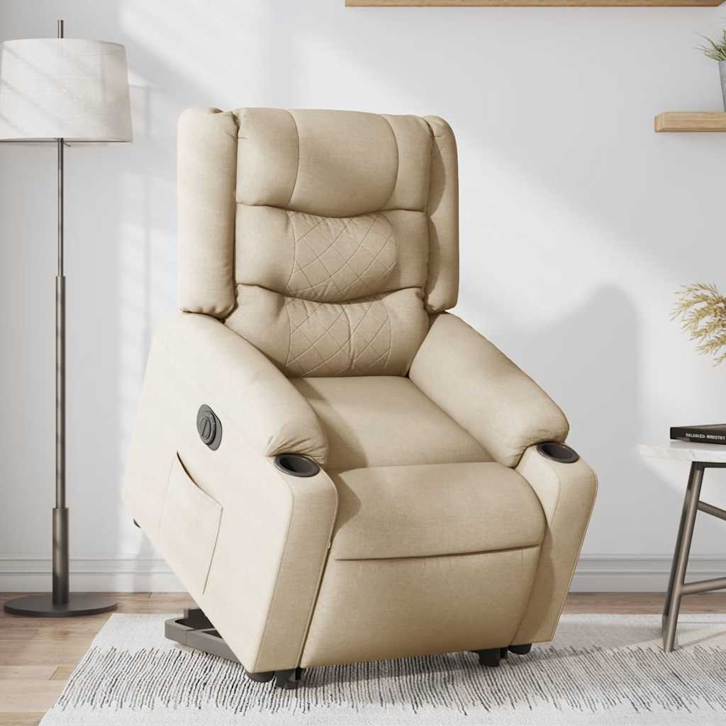 vidaXL Fauteuil de relaxation électrique crème en tissu avec fonction releveur