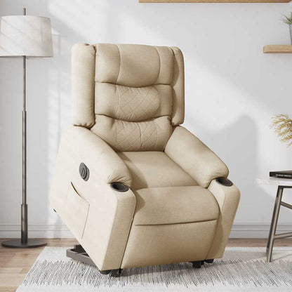 vidaXL Fauteuil de relaxation électrique crème en tissu avec fonction releveur