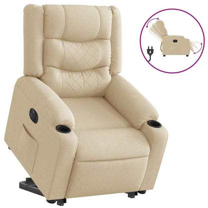 vidaXL Fauteuil de relaxation électrique crème en tissu avec fonction releveur
