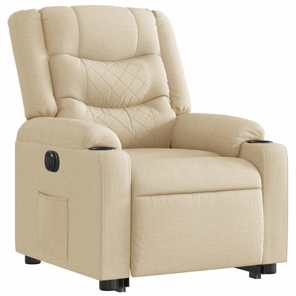 vidaXL Fauteuil de relaxation électrique crème en tissu avec fonction releveur
