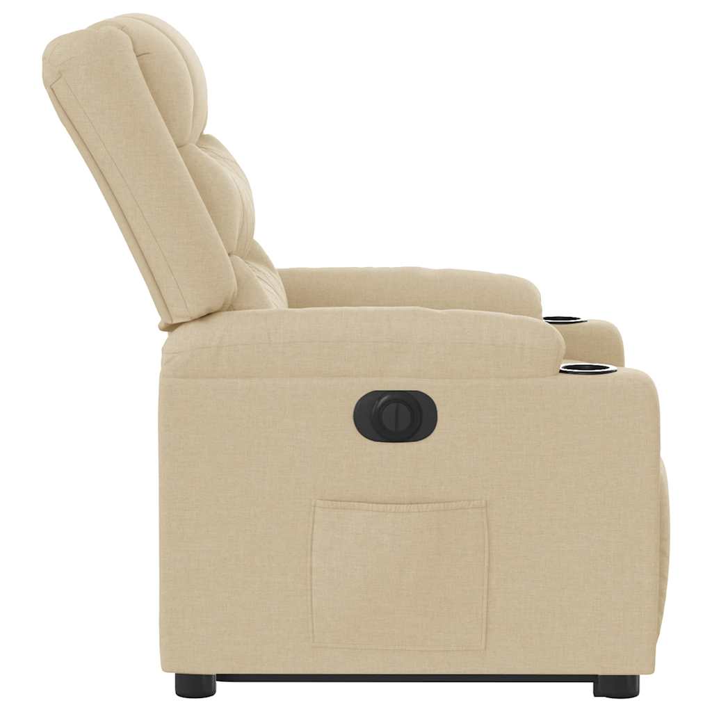 vidaXL Fauteuil de relaxation électrique crème en tissu avec fonction releveur
