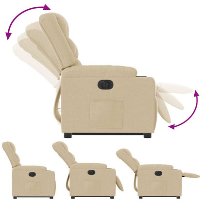 vidaXL Fauteuil de relaxation électrique crème en tissu avec fonction releveur