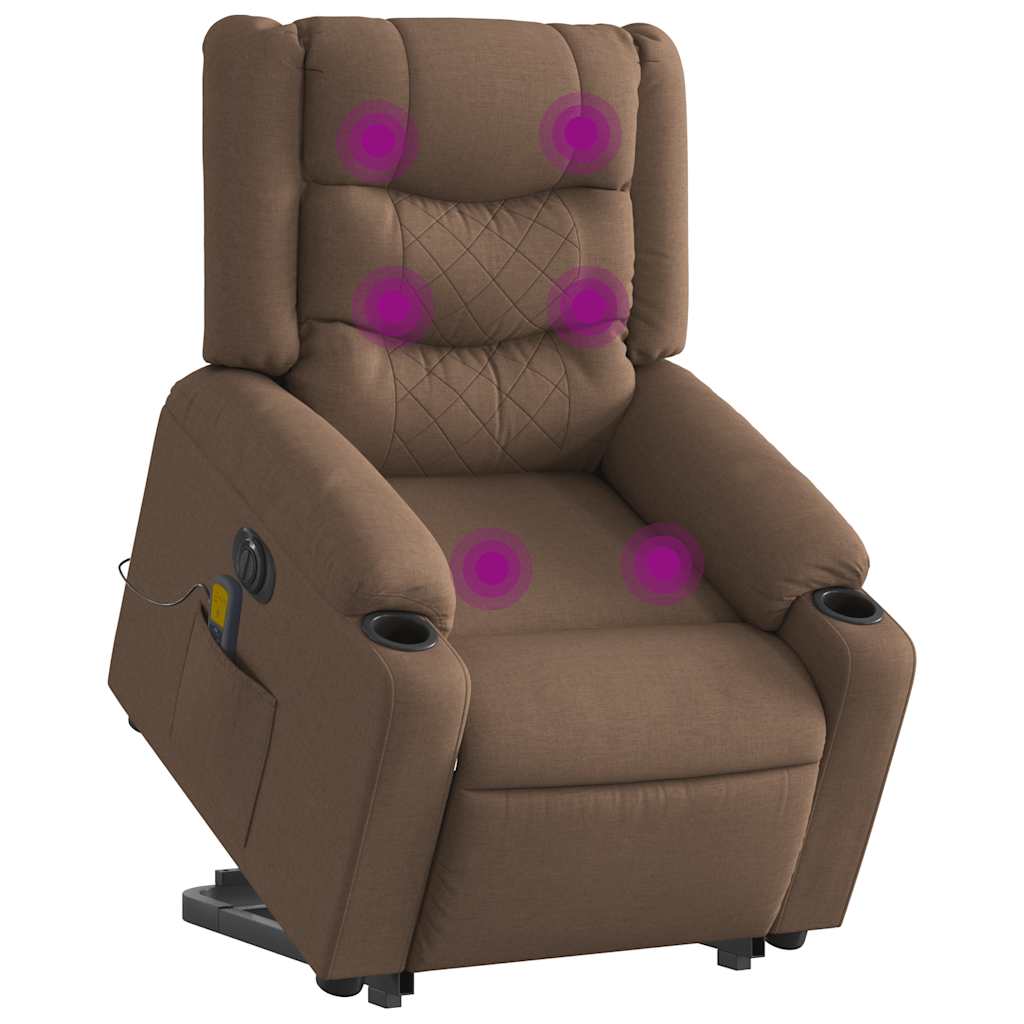 vidaXL Fauteuil de massage électrique releveur en tissu marron