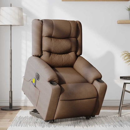 vidaXL Fauteuil de massage électrique releveur en tissu marron