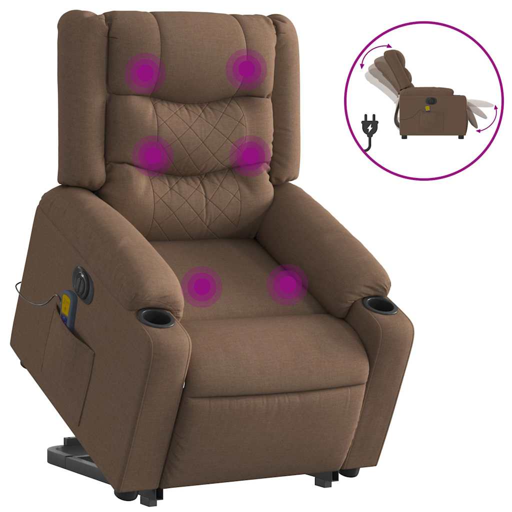vidaXL Fauteuil de massage électrique releveur en tissu marron