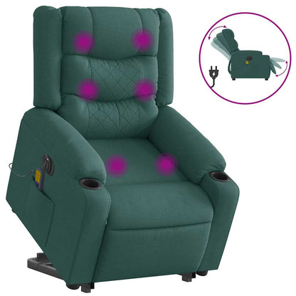 vidaXL Fauteuil de massage électrique releveur tissu vert foncé