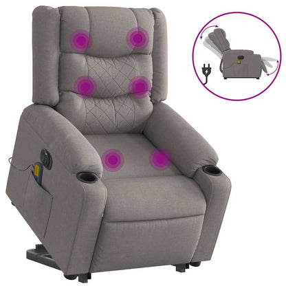 vidaXL Fauteuil de massage électrique releveur tissu taupe