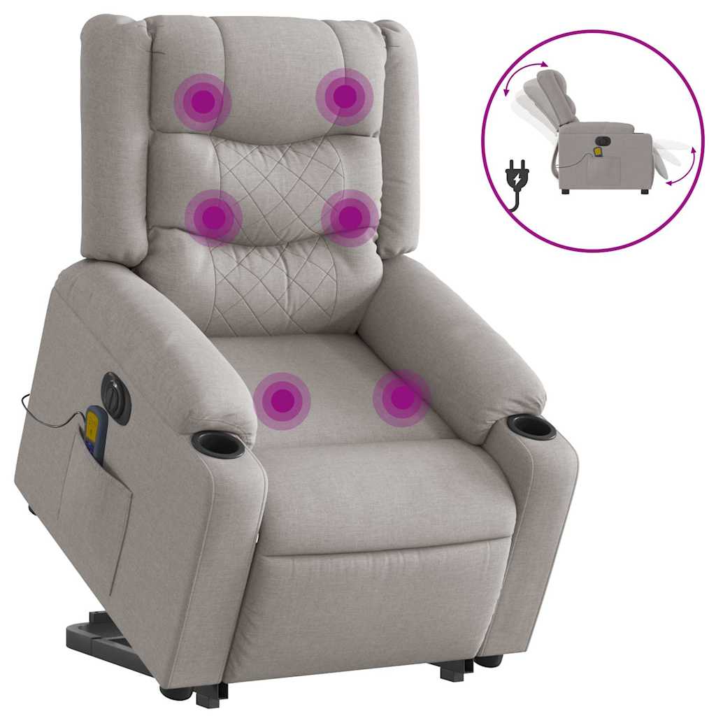 vidaXL Massagesessel mit Aufstehhilfe Elektrisch Wolkengrau Stoff