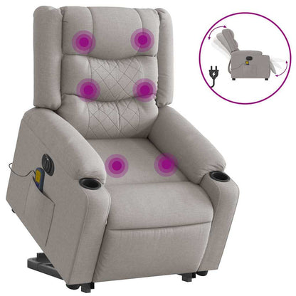 vidaXL Massagesessel mit Aufstehhilfe Elektrisch Wolkengrau Stoff