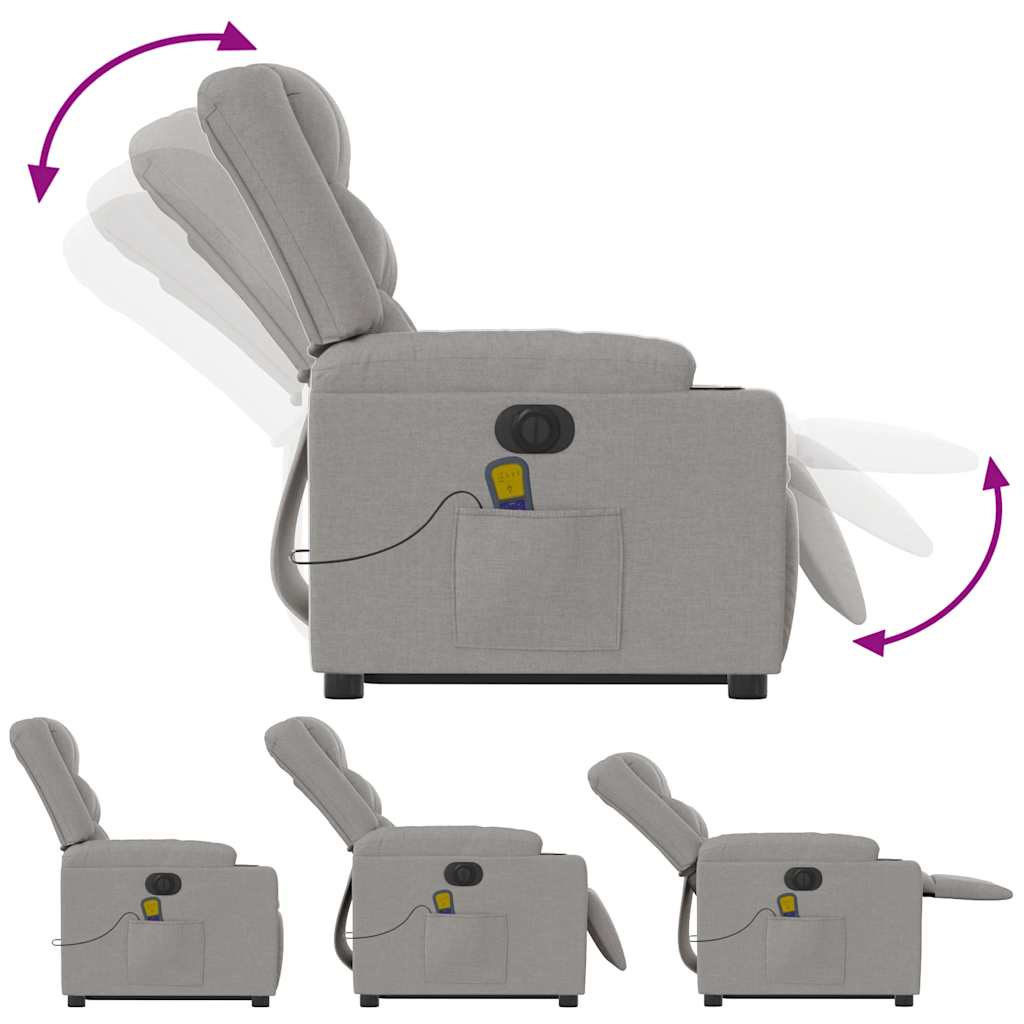 vidaXL Massagesessel mit Aufstehhilfe Elektrisch Wolkengrau Stoff