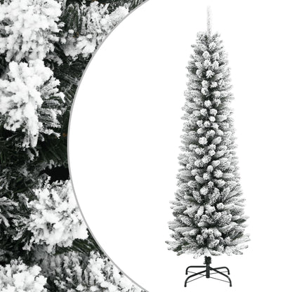 vidaXL Sapin de Noël artificiel élancé avec neige 120 cm PVC et PE