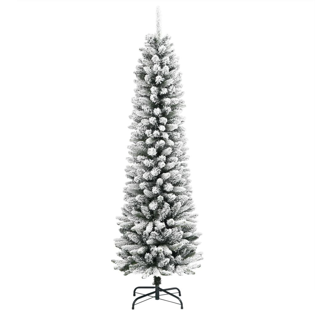 vidaXL Sapin de Noël artificiel élancé avec neige 120 cm PVC et PE
