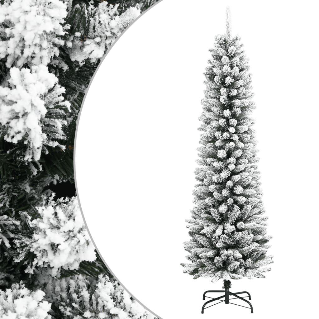 vidaXL Sapin de Noël artificiel fin avec neige 180 cm PVC et PE