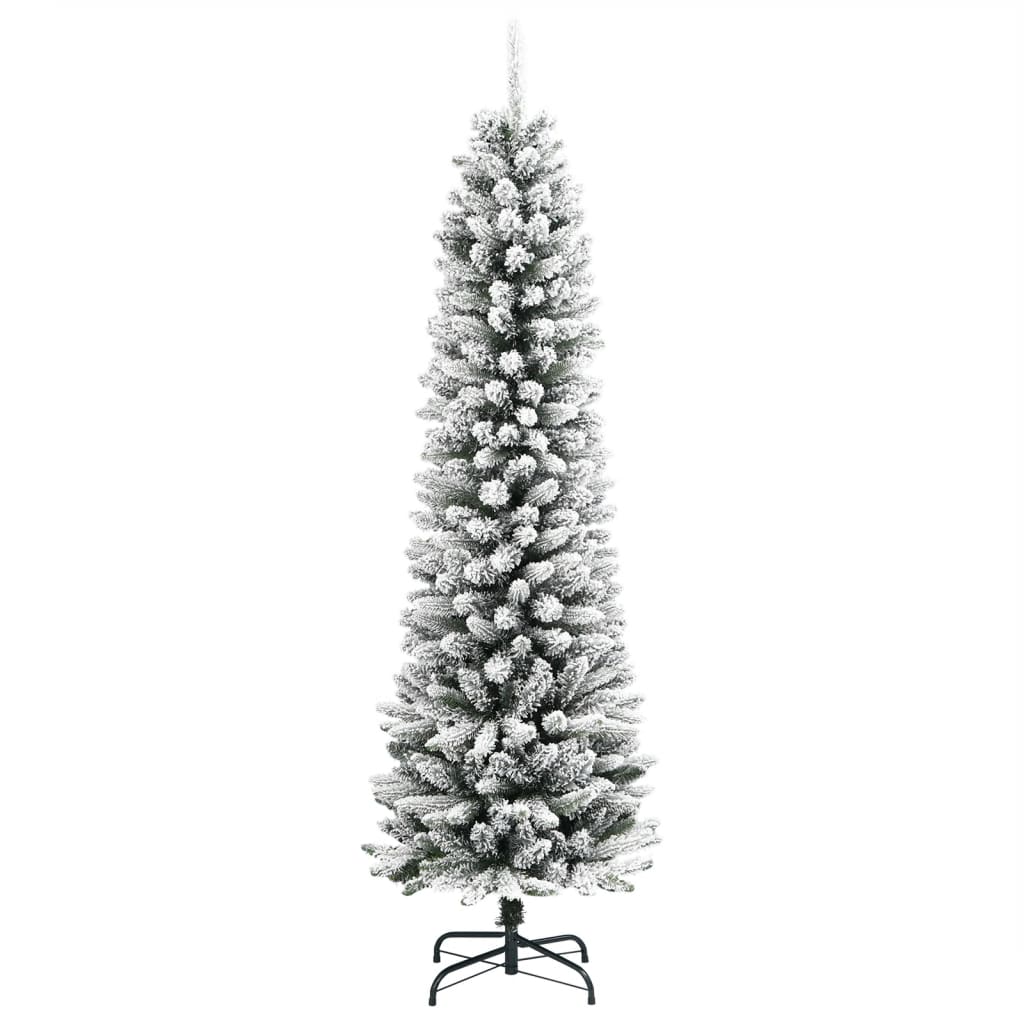 vidaXL Sapin de Noël artificiel fin avec neige 180 cm PVC et PE