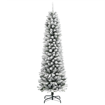 vidaXL Sapin de Noël artificiel fin avec neige 180 cm PVC et PE