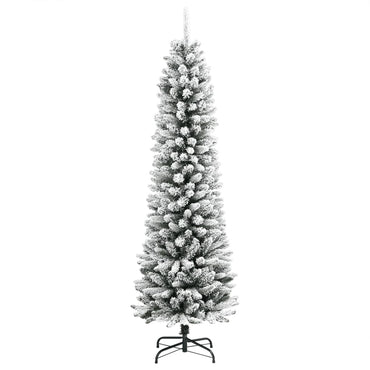 vidaXL Künstlicher Weihnachtsbaum Schlank mit Schnee 210 cm PVC & PE