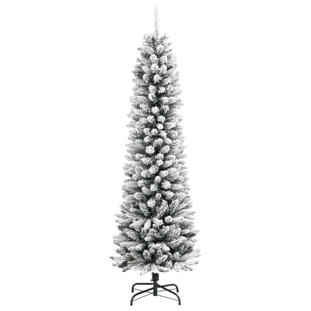vidaXL Künstlicher Weihnachtsbaum Schlank mit Schnee 240 cm PVC & PE