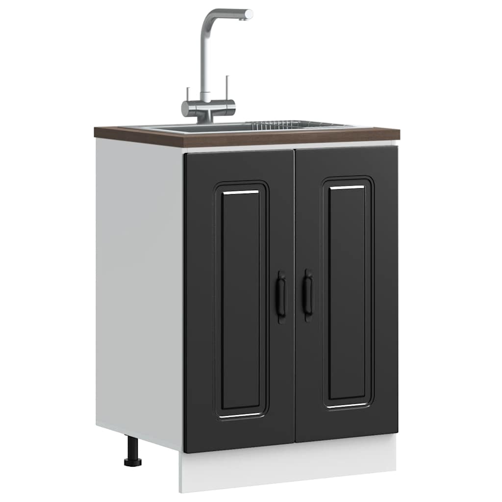 vidaXL Meuble sous-vasque Kalmar Noir 60x46x81,5 cm Bois d'ingénierie