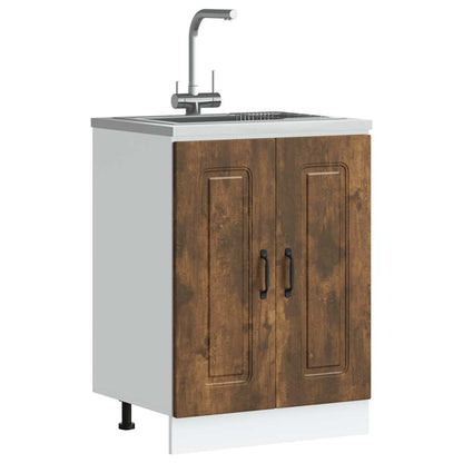 vidaXL Meuble sous-vasque Kalmar chêne fumé 60x46x81,5 cm