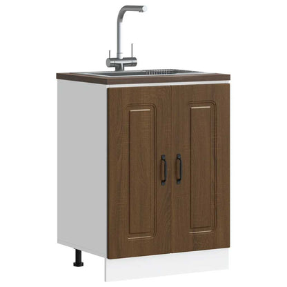 vidaXL Meuble sous-vasque Kalmar aspect chêne marron 60x46x81,5 cm