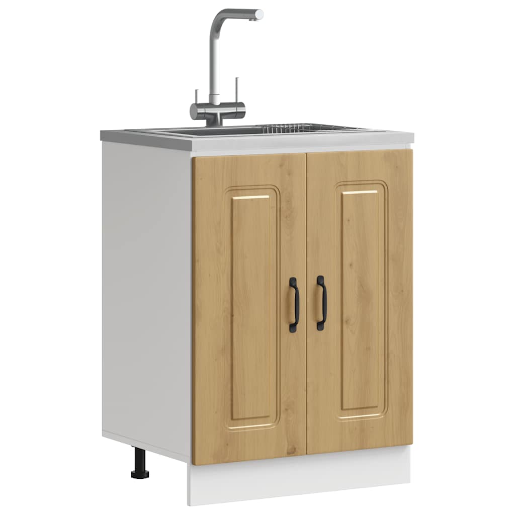 vidaXL Meuble sous-évier Kalmar chêne artisan 60x46x81,5 cm