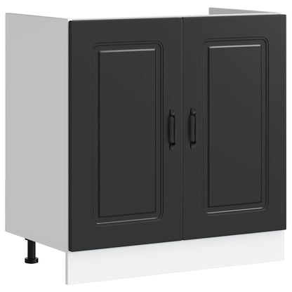 vidaXL Spülenunterschrank Kalmar Schwarz 80x46x81,5 cm Holzwerkstoff