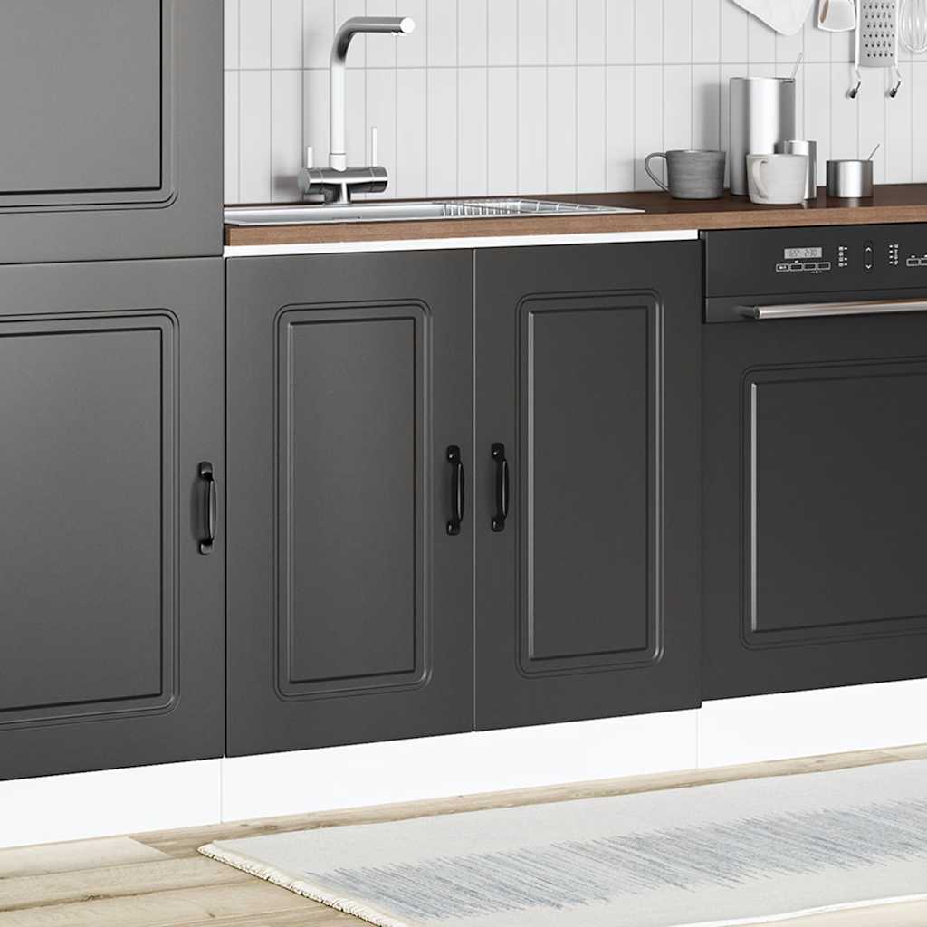 vidaXL Spülenunterschrank Kalmar Schwarz 80x46x81,5 cm Holzwerkstoff
