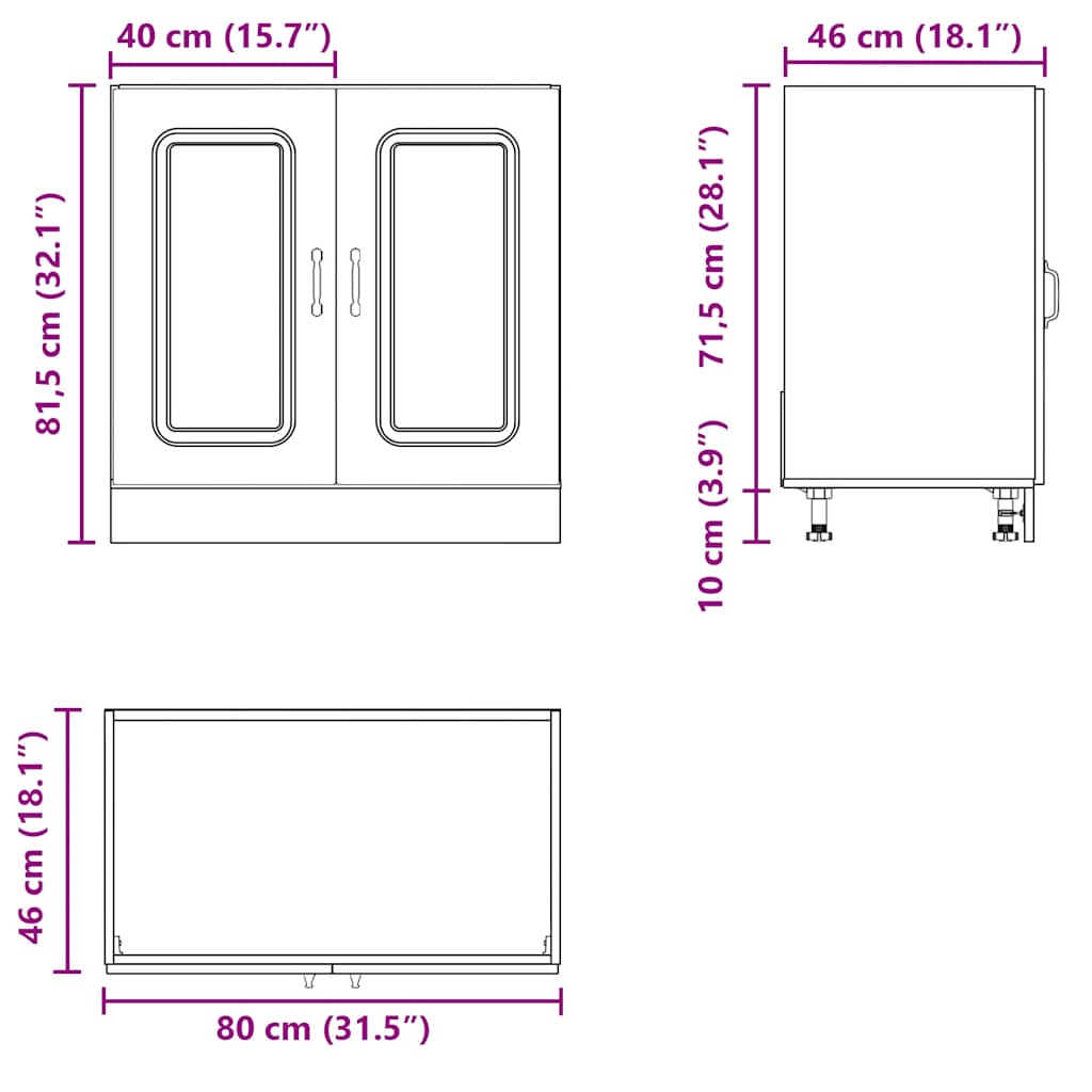 vidaXL Spülenunterschrank Kalmar Schwarz 80x46x81,5 cm Holzwerkstoff