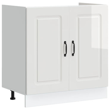 vidaXL Spülenunterschrank Kalmar Hochglanz-Weiß 80x46x81,5 cm