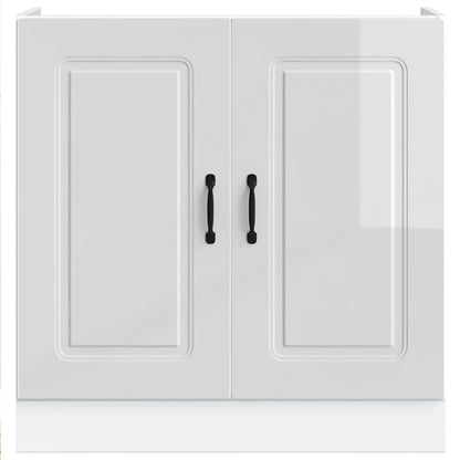 vidaXL Spülenunterschrank Kalmar Hochglanz-Weiß 80x46x81,5 cm