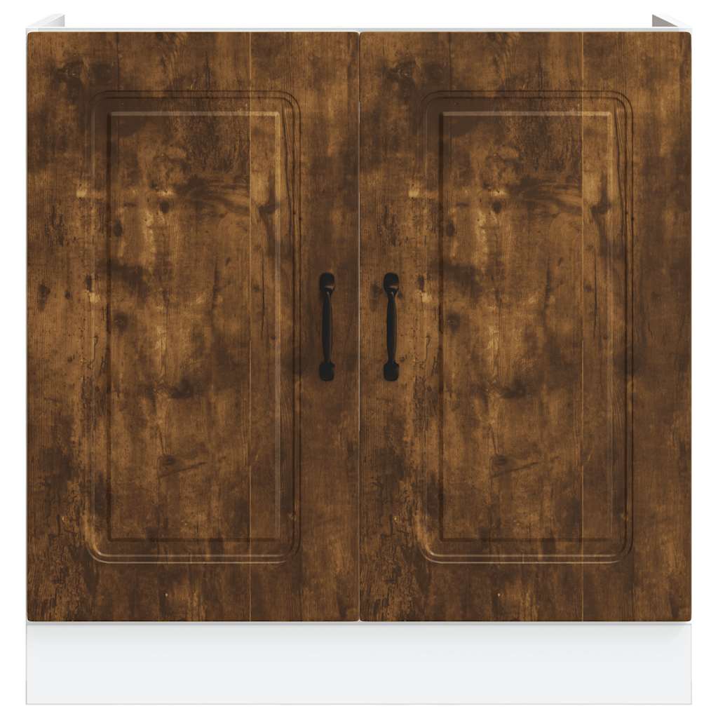 Meuble sous-évier vidaXL Kalmar chêne fumé 80x46x81,5 cm