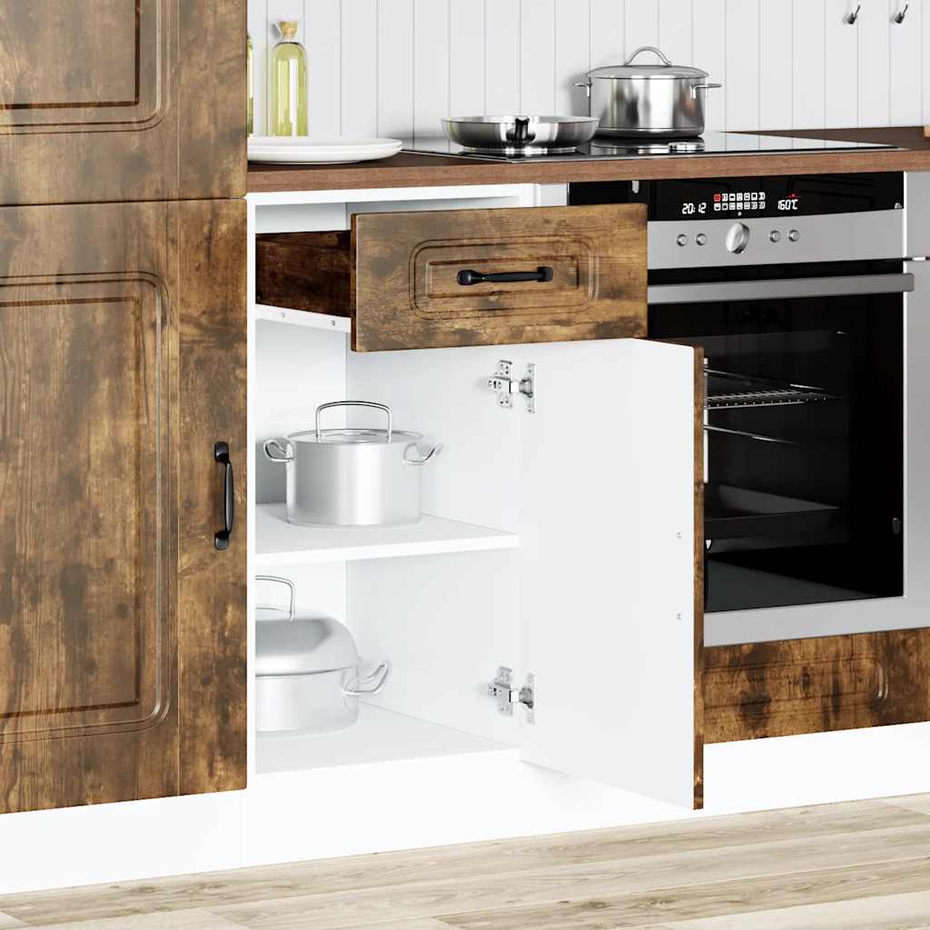 vidaXL Meuble bas de cuisine Kalmar en bois d'ingénierie chêne fumé