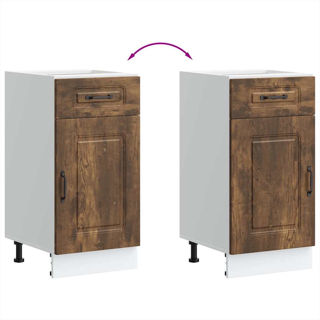 vidaXL Meuble bas de cuisine Kalmar en bois d'ingénierie chêne fumé
