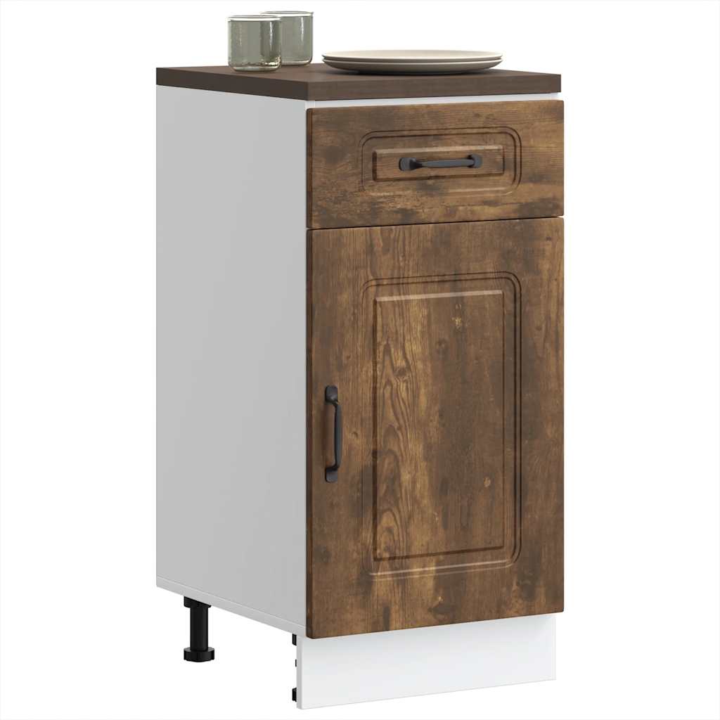 vidaXL Meuble bas de cuisine Kalmar en bois d'ingénierie chêne fumé
