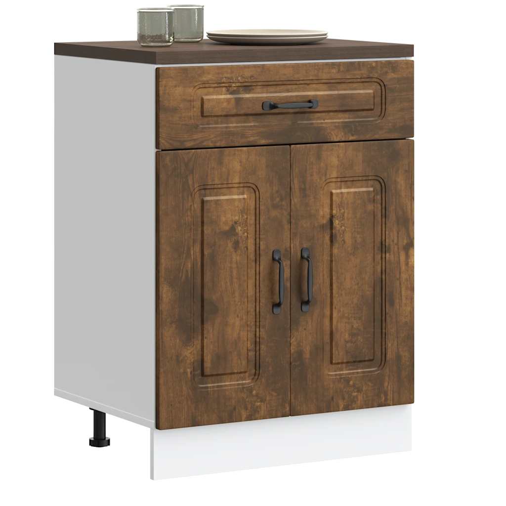 vidaXL Meuble bas de cuisine Kalmar Chêne fumé Bois d'ingénierie