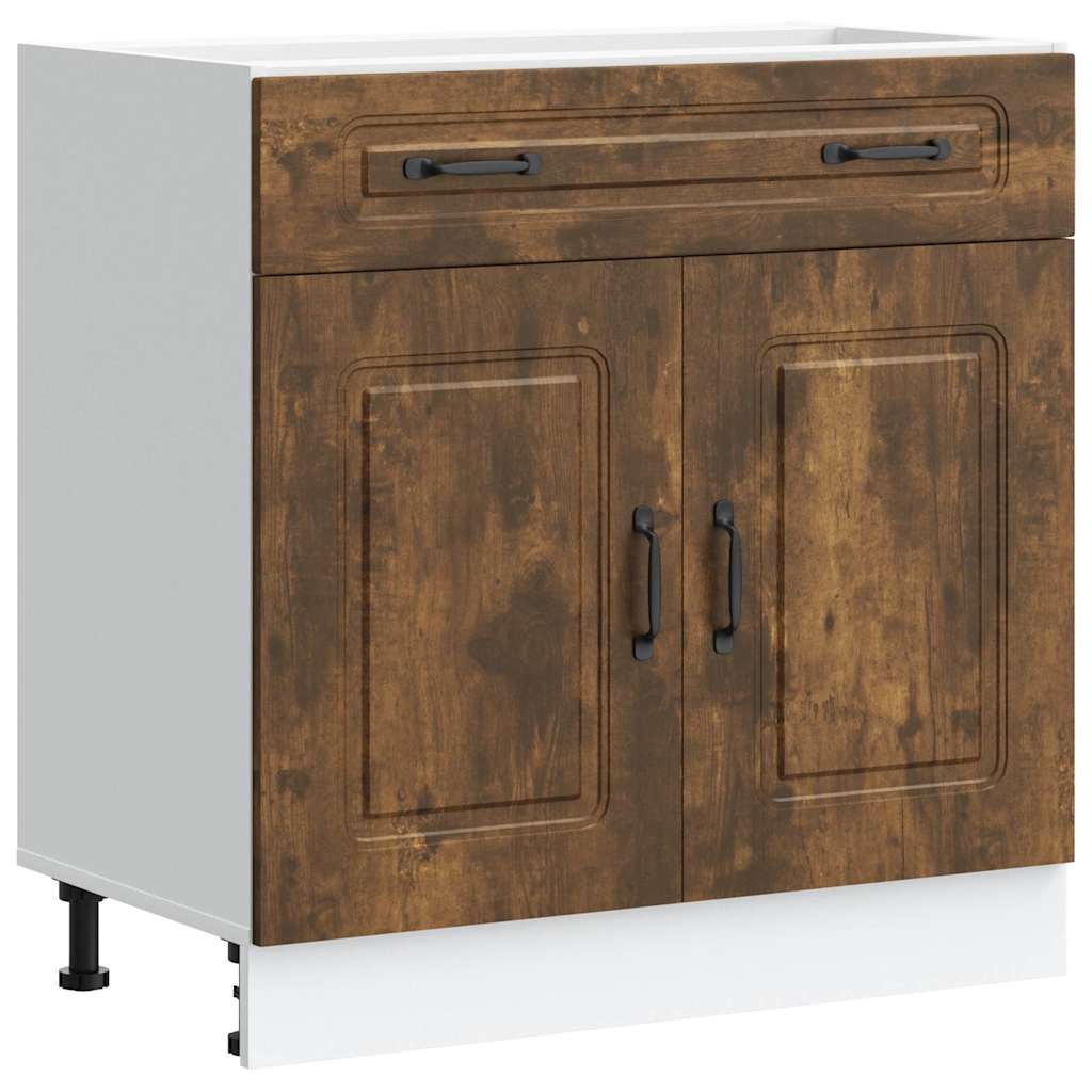 vidaXL Meuble bas de cuisine Kalmar en bois d'ingénierie chêne fumé