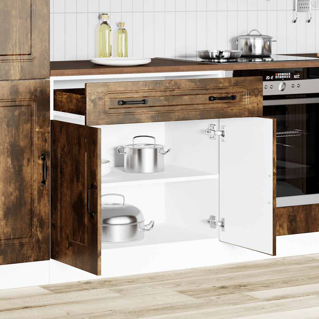 vidaXL Meuble bas de cuisine Kalmar en bois d'ingénierie chêne fumé