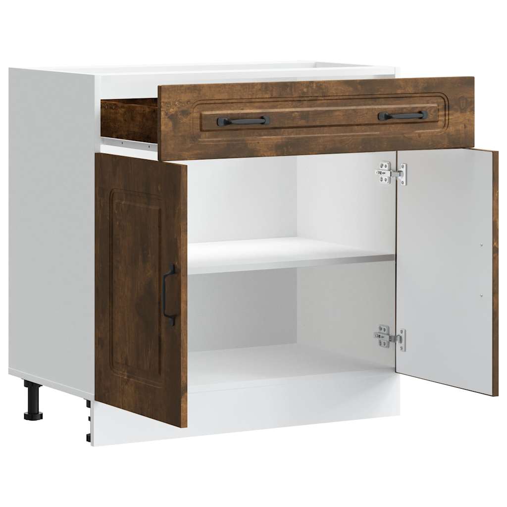 vidaXL Meuble bas de cuisine Kalmar en bois d'ingénierie chêne fumé