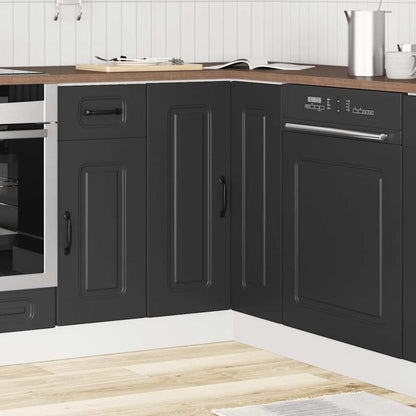 vidaXL Küchen-Eckunterschrank Kalmar Schwarz Holzwerkstoff