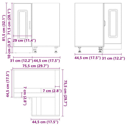 vidaXL Küchen-Eckunterschrank Kalmar Schwarz Holzwerkstoff