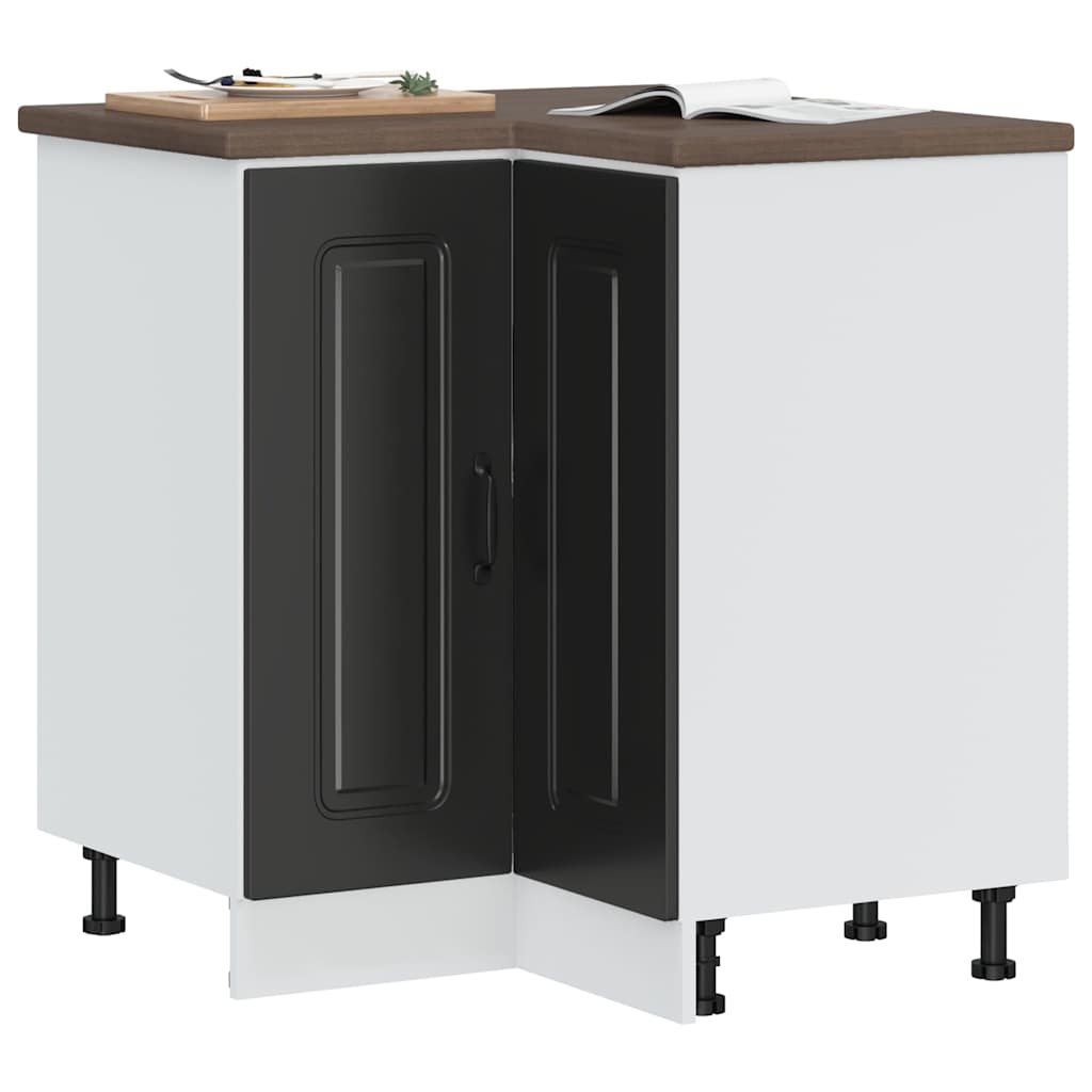 vidaXL Küchen-Eckunterschrank Kalmar Schwarz Holzwerkstoff